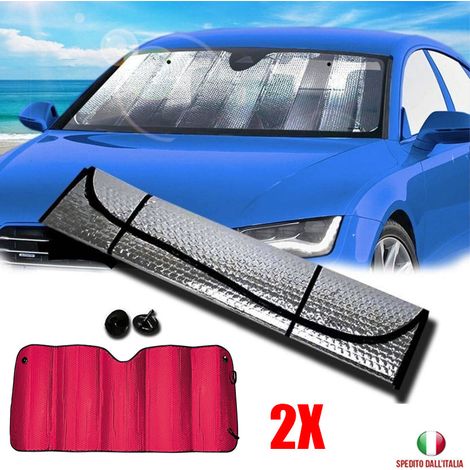 PARASOLE PARABREZZA PER AUTO INTERNO, PARA SOLE PER PROTEZIONE CRUSCOTTO 140x70 PIEGHEVOLE RIPARA DAL SOLE - DISCORAMA® (2) (1/5)