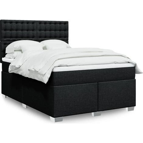 Boxspringbett mit Matratze Schwarz 140x200 cm Stoff