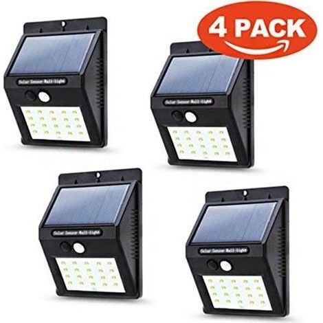 Outdoor Solar Lamp - 20 LEDs with Motion Sensor - Black