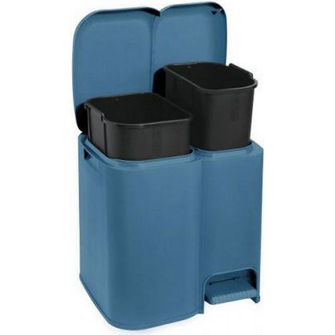 Poubelle séparée "Patty 2" - cm.39x32,5x41h. lt.13+8 bleu clair (1/4)