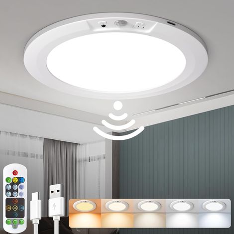 Plafonnier rechargeable à détecteur de mouvement — 5 couleurs, télécommandé, éclairage LED sur batterie pour douche (1/5)