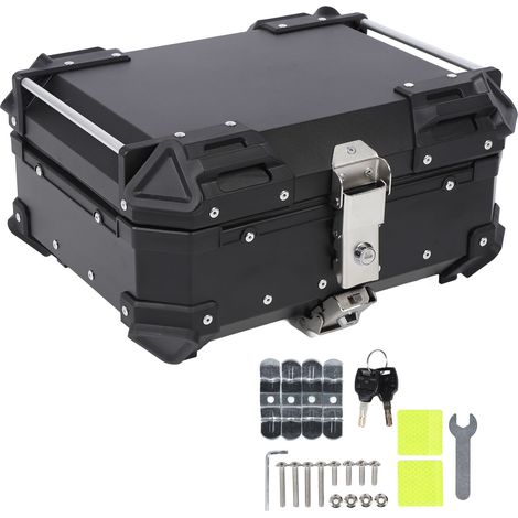 Eosnow 25L Motorrad-Topcase, Aluminiumlegierung, Schnellverschluss, wasserabweisend, mit Sicherheitsschloss, Universal-Heckkoffer für Helmgepäck, Schwarz (1/5)
