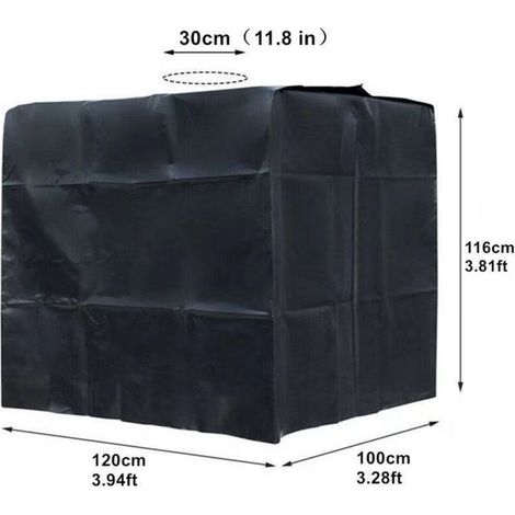 Bâche Réservoir d'eau IBC 1000 L Couverture Container Citerne Eau Pluie avec Fermeture éclair Coupe-Vent Anti-UV 210D Résistant à la Déchirure-Noir (1/5)