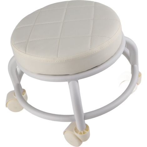 Rollhocker mit hochdichtem Memory-Schaum, wasserfesten, leisen Rollen und doppellagiger Fußstütze für Familienbüro, Beige (1/5)