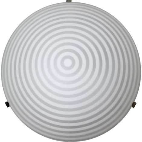 Plafonnier rond 25cm en verre satiné blanc et décoration circles