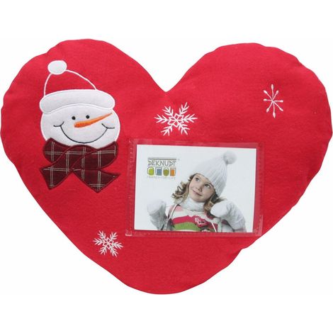 Cadre Photo avec Coussin Forme de Cœur Toile Rouge 8,5 x 11,5/37 x 34 cm (1/2)