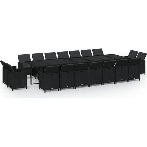 Conjunto de comedor de jardín muebles de exterior con cojines 19 piezas de ratán sintético negro 020014430 (1/5)