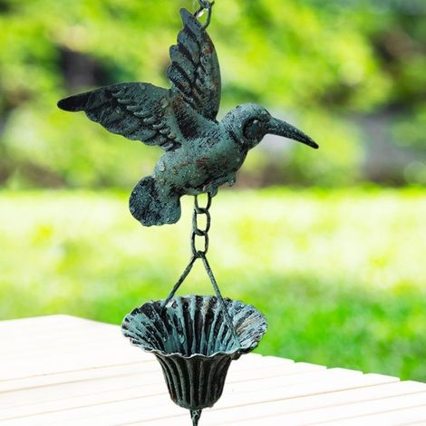 Cadena para lluvia de exterior, 21,6 cm, colgante desmontable, para jardín, inoxidable, decoración de interior y exterior (azul)