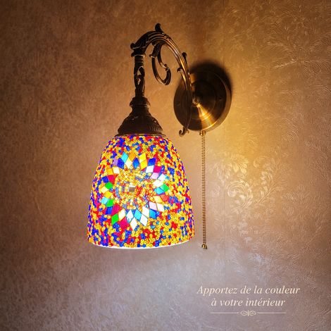 Applique Murale Rétro LED Multicolore, Modèle Rechargeable Sans Câblage avec Interrupteur à Tirette, 23 × 23 × 25 cm, 1,8 kg – Livraison gratuite