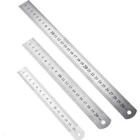 Ulisem3 pcs Règle en Acier Inoxydable, Règle de Mesure en acier Inoxydable à échelle Double face, Différentes Tailles de Règle en Acier Inoxydable de Précision Robuste