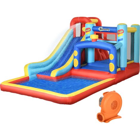 Castello Giostra Gonfiabile 435x245x200 cm con Scivolo Piscina e Pompa Multicolor (1/5)