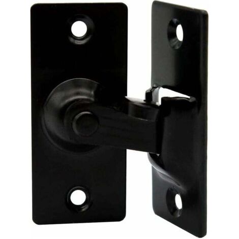 Serrure de porte en acier inoxydable à angle droit à 90 degrés, utilisée pour les clôtures en bois, les portes et fenêtres, les portes coulissantes (black) (1/4)