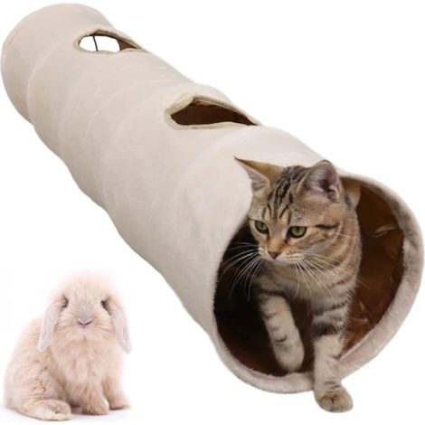 1 pièce Tubes et tunnels pour chat non froissés Jouets interactifs pour lapins, chiots, chatons, 2 fenêtres (1/4)