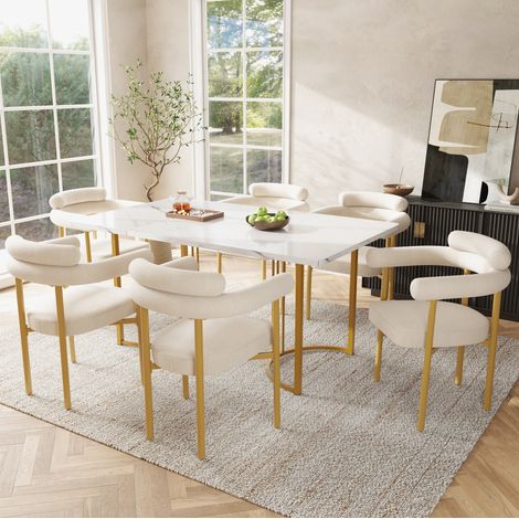 Sedia imbottita in velluto beige con struttura metallica OKMYHOME (1/4)