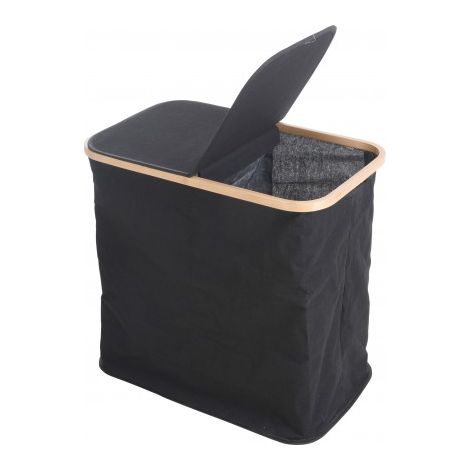 Panier à linge à deux compartiments, noir (1/2)