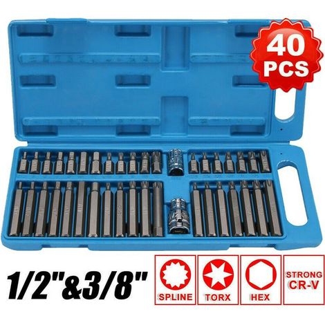 40-teiliges Sechskant-Steckschlüssel-Bit-Set, 40-in-1-Stern-Steckschlüssel-Bit-Set, langer und kurzer Inbusschlüssel von 3 bis 8 1/2 Zoll Durchmesser, mit (1/5)