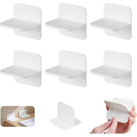 Blanc,6 pièces Protections Anti Basculement, Protection Anti Basculement de Colle Ancres, Murales pour Meubles, Conçue pour Accueillir des Étagères pour la Maison, le Bureau et d'autres Espaces (1/5)