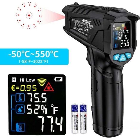 Thermomètre infrarouge laser professionnel sans contact, pistolet de température infrarouge -50°C à 550°C