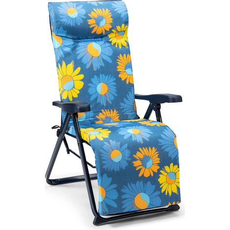 Tumbona Plegable de Jardín Solenny Regulable Acolchada 86x62x114 cm 6 Posiciones con Cabezal Anatómico (1/5)