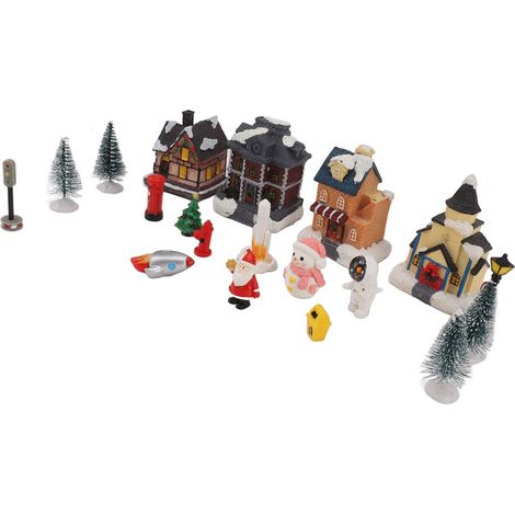 Ensemble de village de Noël lumineux avec figurines en résine 80 mAh, décoration exquise pour chambre intérieure (1/5)