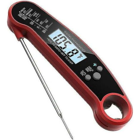 Kitchen thermometer with foldable probe, instant digital thermometer with 3-second measurement time, backlit and calibrated LCD screen, cooking thermometer for oven, meat, grill and more (1/5)