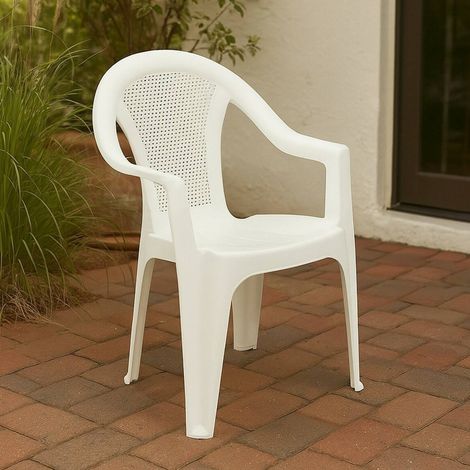 Serchion Outdoor-Stuhl: Stapelbarer Stuhl, Made in Italy, Armlehnen, Weiß (1/3)