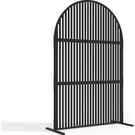 Paravent d'extérieur arqué ajouré en métal - L117 x H188 cm - Noir - TARRION (1/2)