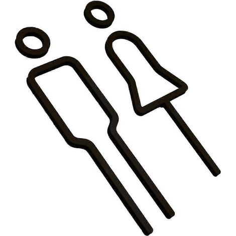 Panneau de toilettes hommes femmes, léger, symbole de toilettes pour parcs, bars et magasins, noir. (1/4)