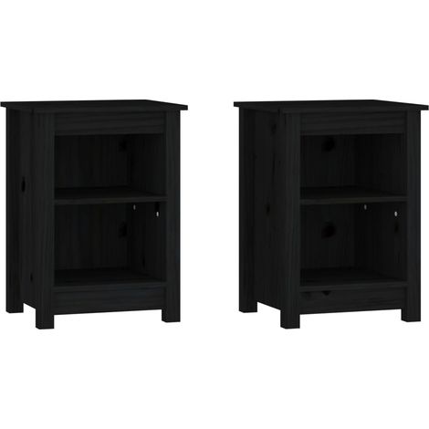 Set di 2 comodini con ripiano 40 x 35 x 55 cm in legno di pino nero DEC035556
