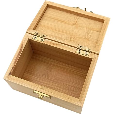 1pièce Boîte De Rangement Bambou Style Rétro Pour Bijoux Et Accessoires Organisateur Carré Pratique Pour Maison Et Décoration (1/5)