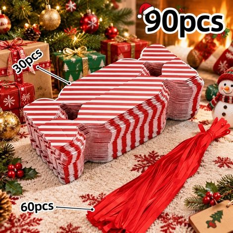 90 Pièces, Boîtes Cadeaux de Bonbons de Noël en Papier, Décoration, pour Fêtes et Événement