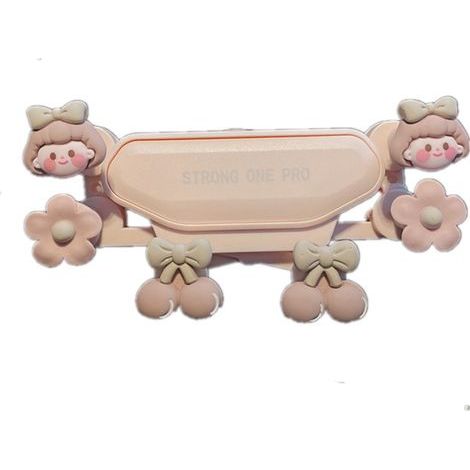 Support de téléphone de voiture universel multifonction, dessin animé mignon empêche les secousses, grille d'aération à 6 Points pour noir (Cherry Girl) (1/5)