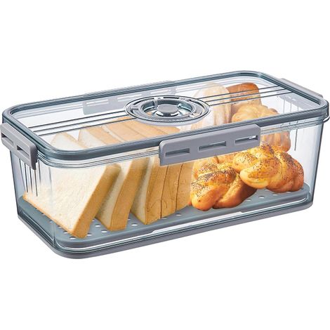 Brotkasten, Brotkasten, Brotkasten, Aufbewahrungsboxen aus Kunststoff mit Deckel – Aufbewahrungskorb – Brotkästen – stapelbare Kühlschrank-Aufbewahrungsbox