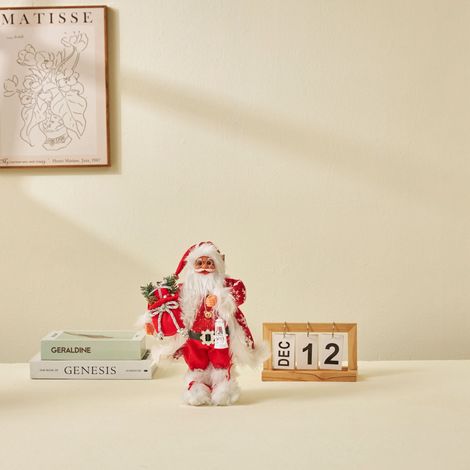 Ochine Statuetta Babbo Natale Artigianale 30 cm – Tessuto Rosso Tradizionale e Plastica Durevole – Design Elegante per Interni – Ideale per Decorazione Tavolo e Regali di Natale (1/4)