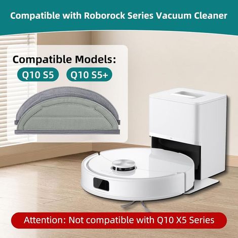 Set di 4 panni per la pulizia per robot aspirapolvere Roborock Q10 S5/Q10 S5+, realizzati in morbida microfibra, lavabili e riutilizzabili. (1/4)