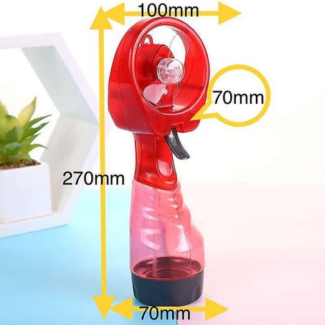 Mini ventilateur portatif rouge à main, brumisateur d'eau, mode cou, batterie rechargeable USB, sans fil, poche, été, rafraîchissant, 2 vitesses. (1/4)
