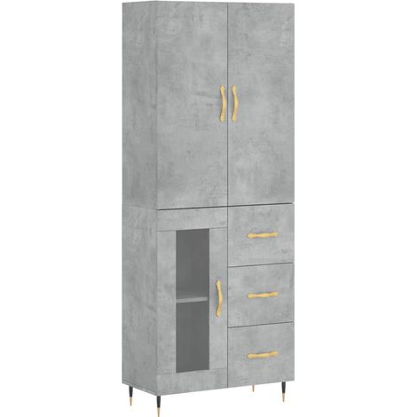 Buffet haut Gris béton 69,5x34x180 Bois d'ingénierie (1/5)