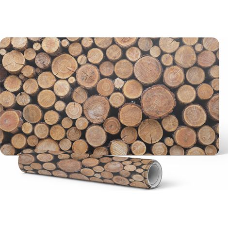 Alfombrilla decorativa antideslizante de vinilo con dise帽o de pilas de troncos de madera, 90x45 cm. (1/5)