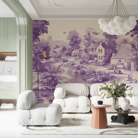 Papier Peint Vintage - Village Bucolique - 150 x 250 cm (1/2)