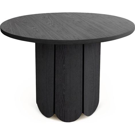Table à Manger Ronde Design "Soft" 98cm Chêne & Noir