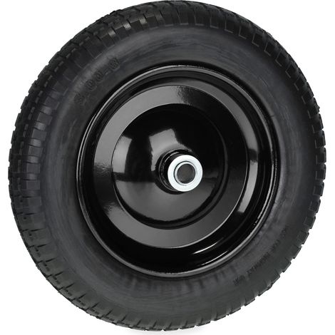 Roue de brouette 3.00-8, Pneu en Caoutchouc PU, avec Jante Acier, increvable, Charge maximale 80 kg, Noire (1/5)