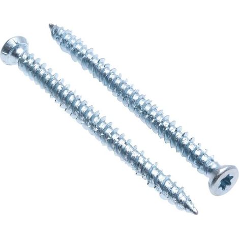 Concrete Frame Screws, Self-Tapping Head and Thread Zinc Plated Hardened Steel, Concrete Screws (Pack of 100) Size 7.5mm x 92mm (1/5)