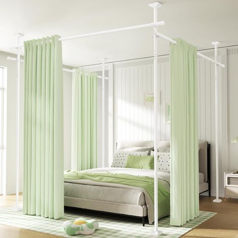 Tringles à Rideaux Verticales très résistantes sans dommage par perçage - 122-305 cm (H) 71-380 cm (l) - Blanc (1/5)