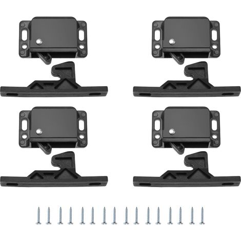 Lot de 4 loquets de porte d'armoire Loquets de tiroir, loquet à pousser pour fermer accessoires Loquet passivé en plastique pour camping-car caravane placards portes coulissantes pour maison cuisine (1/4)