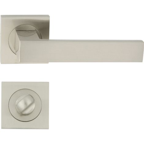 DOMINO Poignée de porte QUBIK-QR M9 WC Poignée avec rosace WC Nickel (1/5)