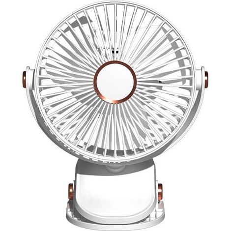 Ventilateur à pince ultra silencieux, 15 cm (6 pouces), 5 vitesses, chargement USB, rotation à 72°, pose sur pied ou à suspendre, veilleuse tendance, amovible et lavable. (1/5)
