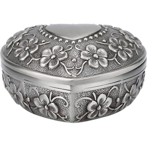 Boîte de Bijoux Vintage, Design en Forme de Cœur, Artisanat Fleurs Exquis, Matériau en Alliage Zinc Solide avec Protection contre la Doublure Douce pour une Solution Stockage Polyvalente, Option (1/5)