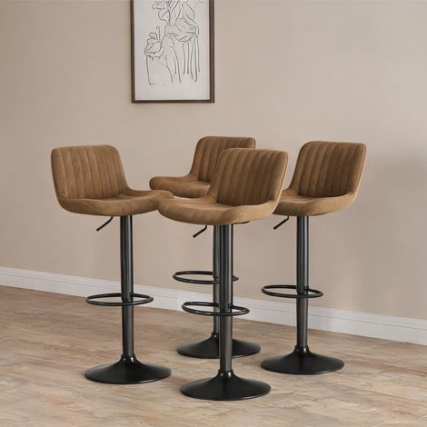 Tabourets de bar pivotants velours brun lot de 4 hauteur réglable (1/5)