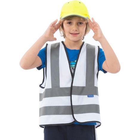 Gilet de sécurité enfant haute visibilité blanc 2-5 ans (1/5)