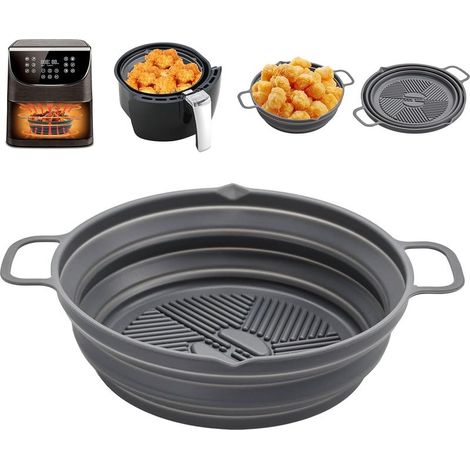 Moule Silicone Accessoire Air Fryer, Moule pour Friteuse à Air Réutilisable Panier Airfryer Pliable Plat Multifonctionnel Doublure pour Friteuse Air, Micro-ondes, Four (1/5)